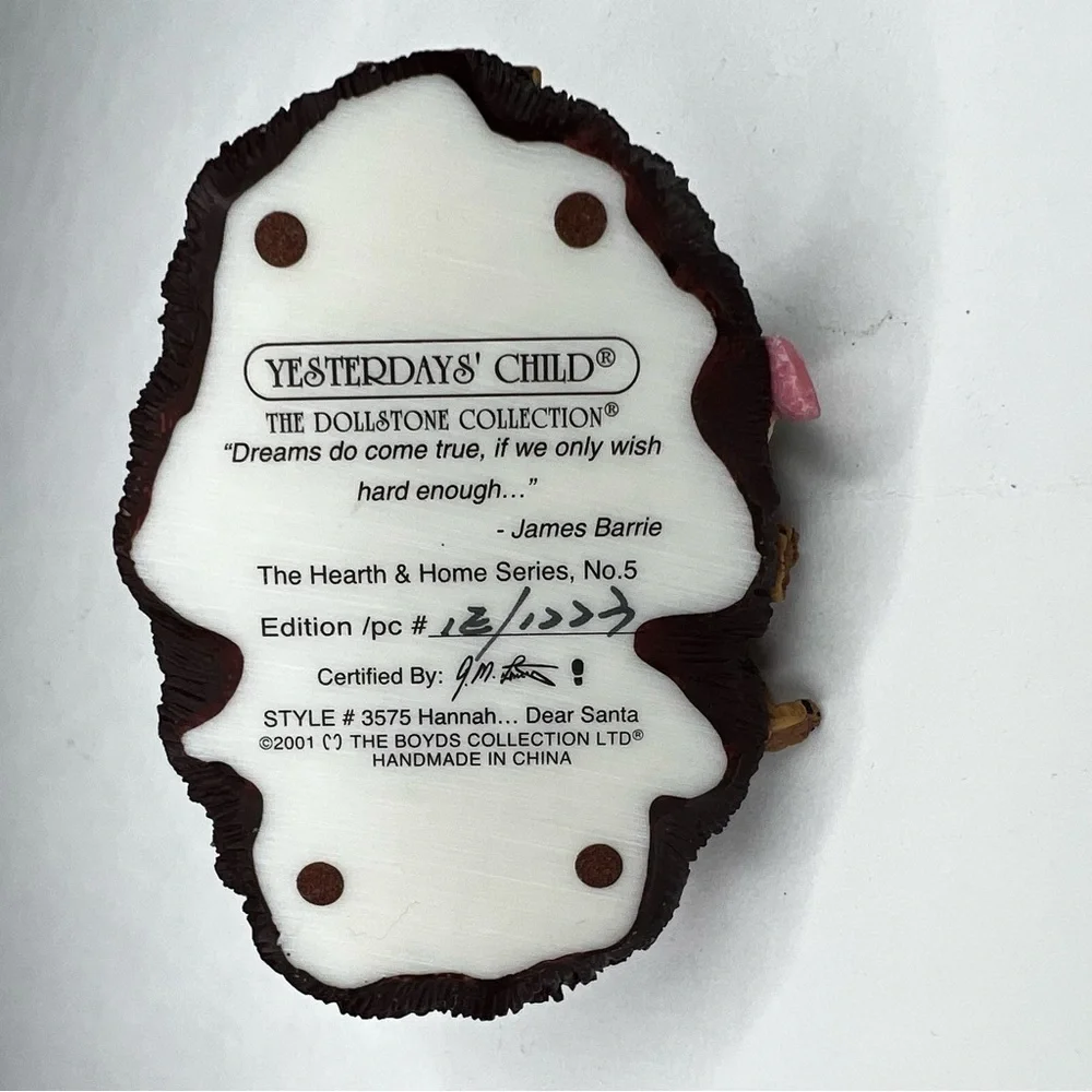 Boyd’s Yesterday’s Child Christmas Figurine 2001 Hannah…Dear Santa Style #3575